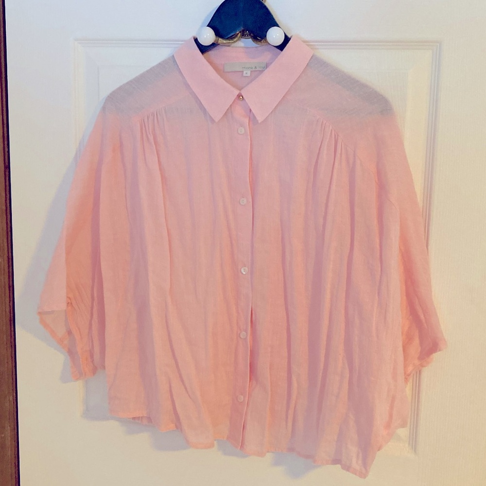 Monk & Lou XL Free Flowy Cerise Button Down in ballet